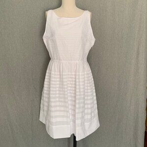 GARNET HILL Cotton Pintuck Lined Fit and Flare Dress